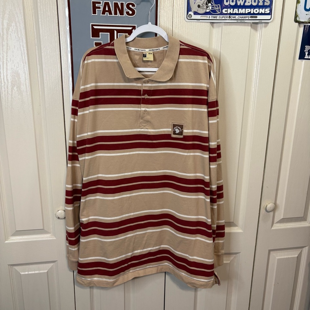 Striped Beige and Red Men's Shirt